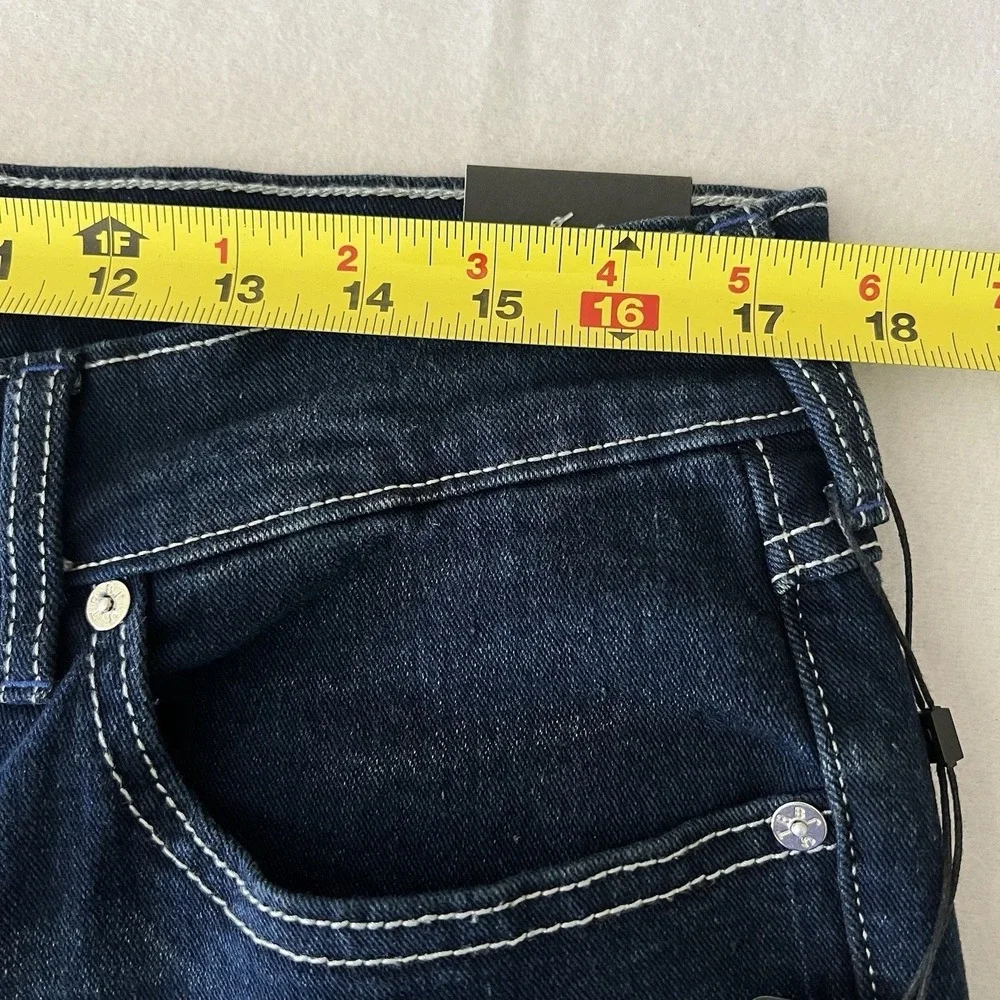 True Religion Men's Ricky Relaxed Straight Flap Blue Denim Jeans Size 33x34 NWT
